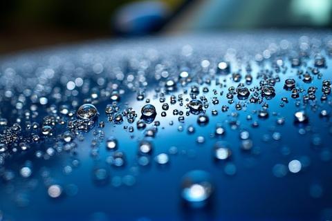 セラミックコーティングによる驚異的な水玉 - 強い撥水効果を示す
